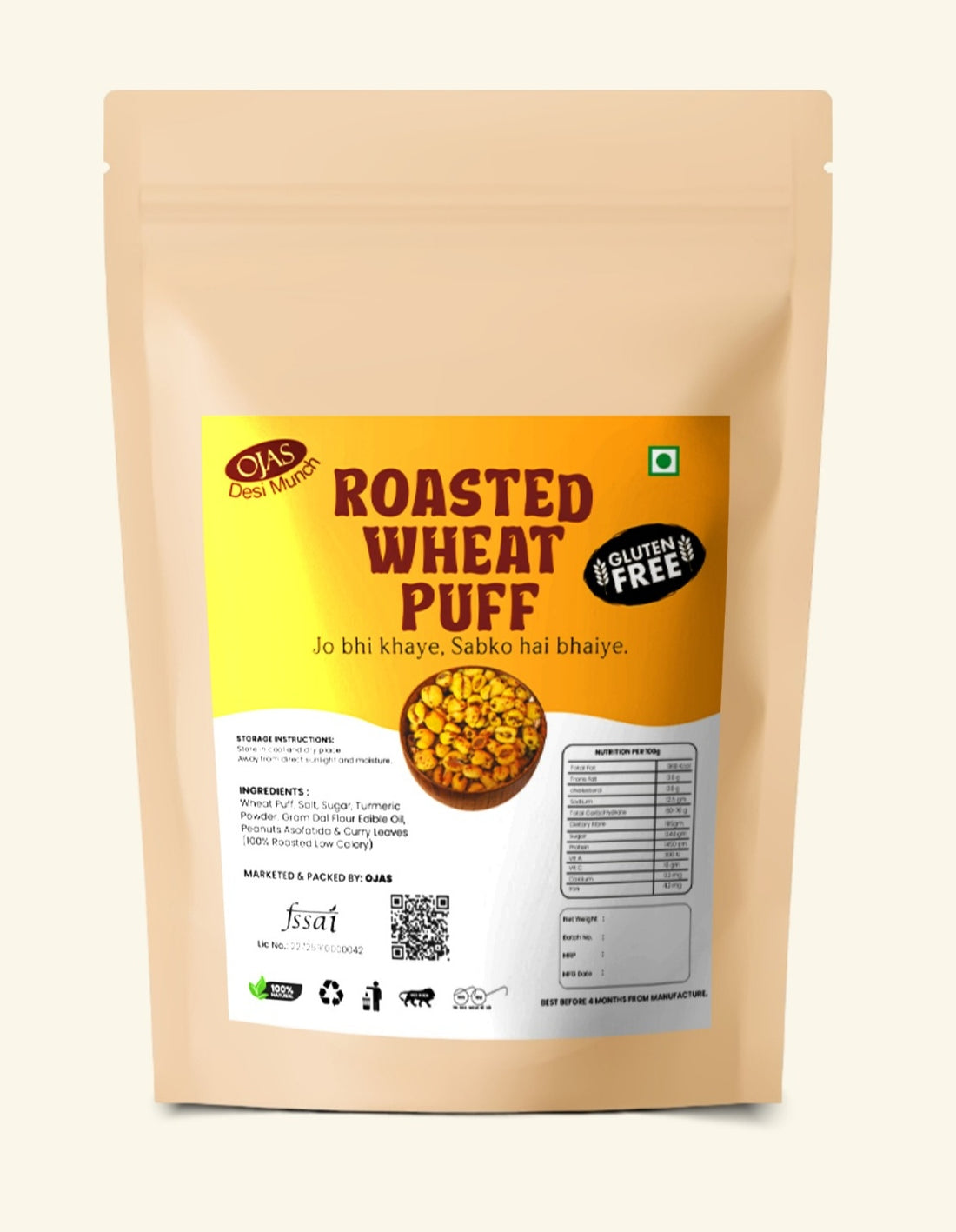 Desi Roasted Wheat Puff – Khatta Meetha Crunchy Snack
